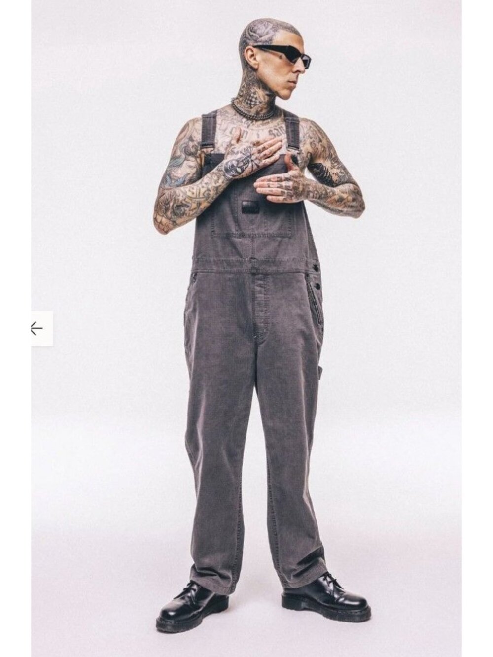 NWT Hurley x Travis Barker Backstage Wide Overall Mens Size XXL Gray Grunge